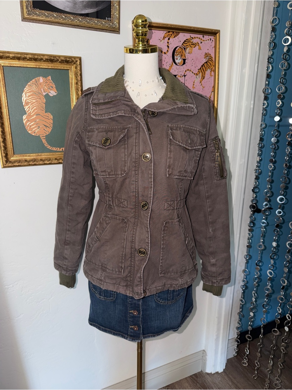 Vintage Y2K Utility Button-Front Women's Jacket